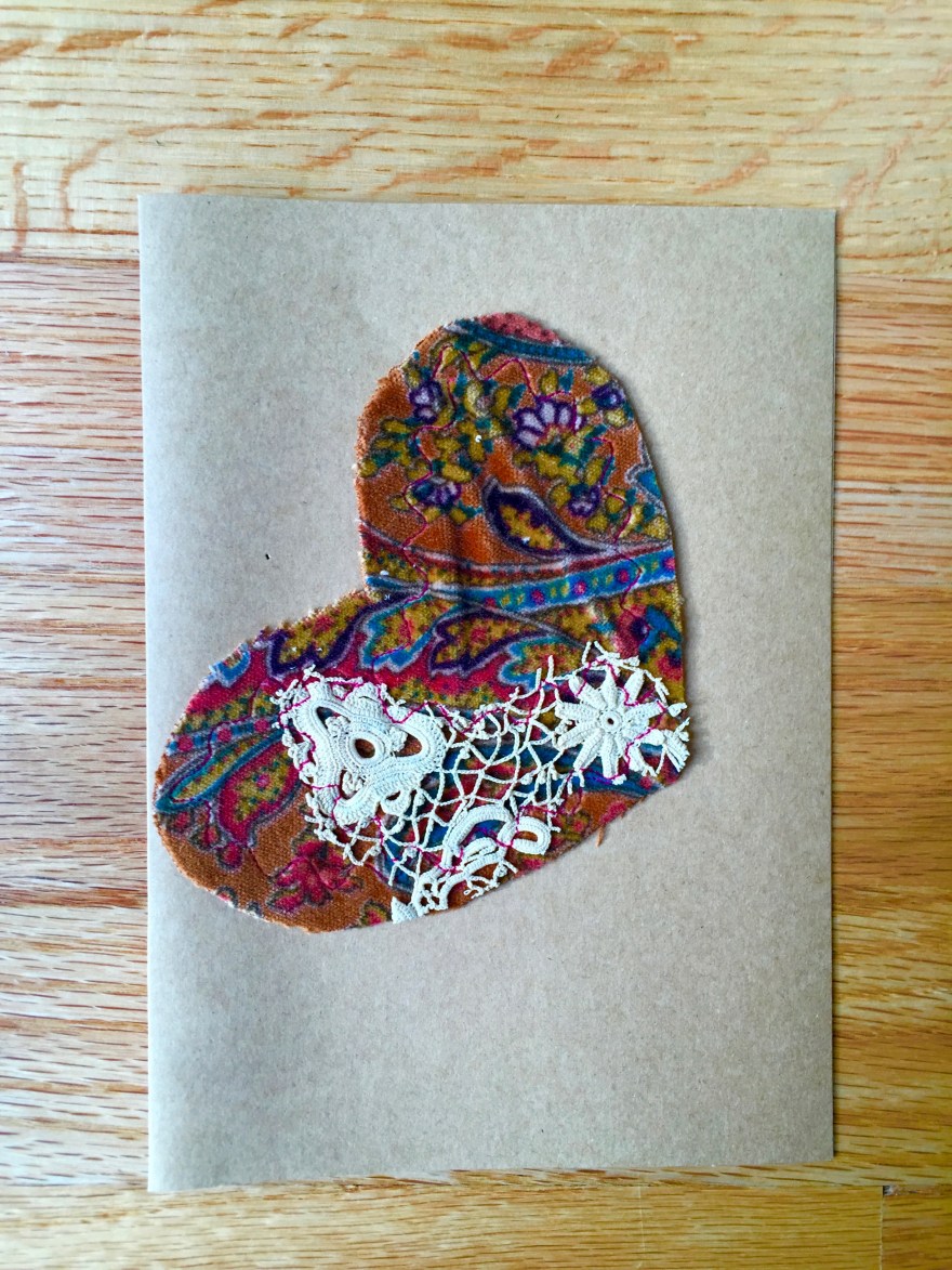 Cardstock, fabric, string